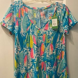 NWT Lilly Pulitzer Beach & Bae Sailboat Print Jessica Short Sleeve Dress